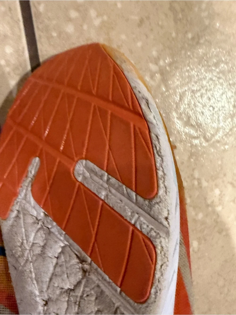 Hoka one ladies size 9.5 shoes Yellow-Orange Athletic Sneakers with Blue Accents